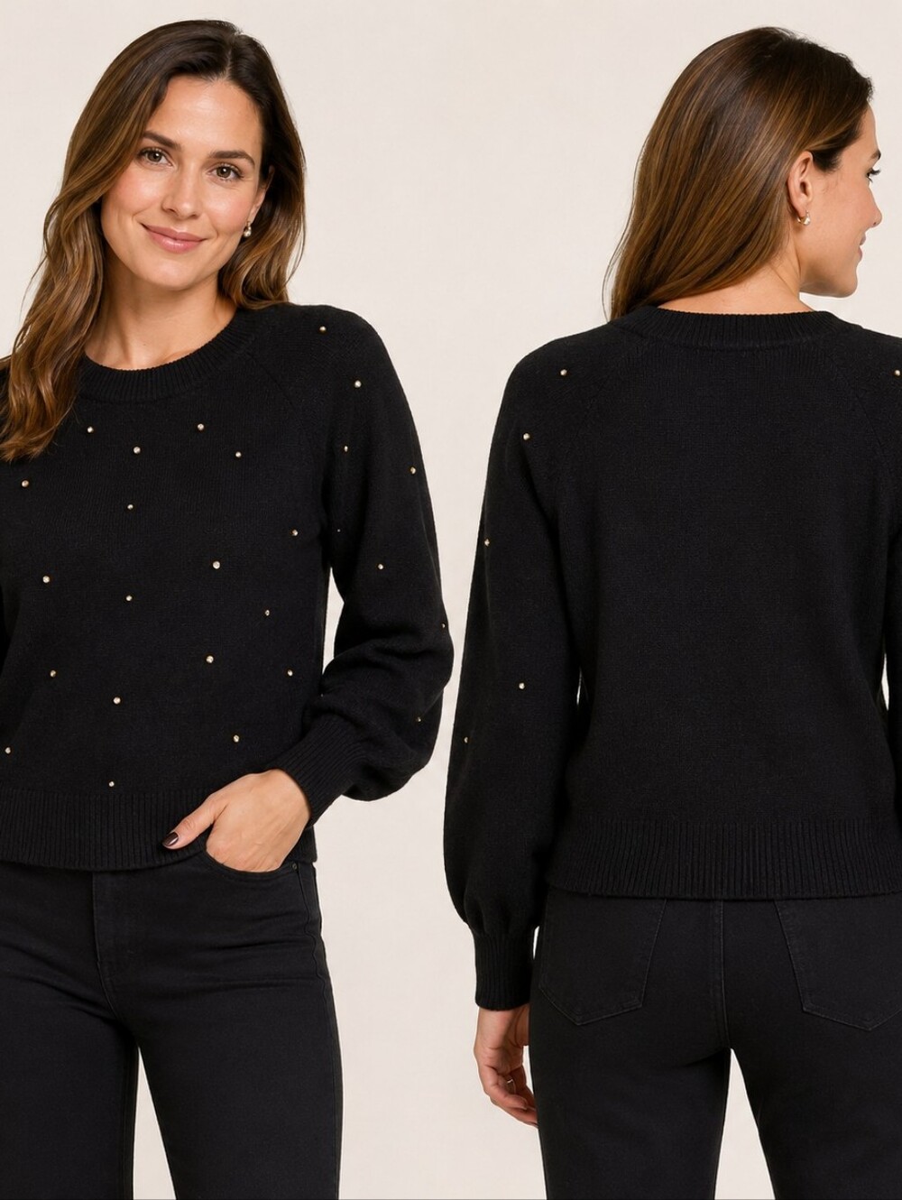Draper James RSVP Black Rhinestone Embellished Sweater – Size M